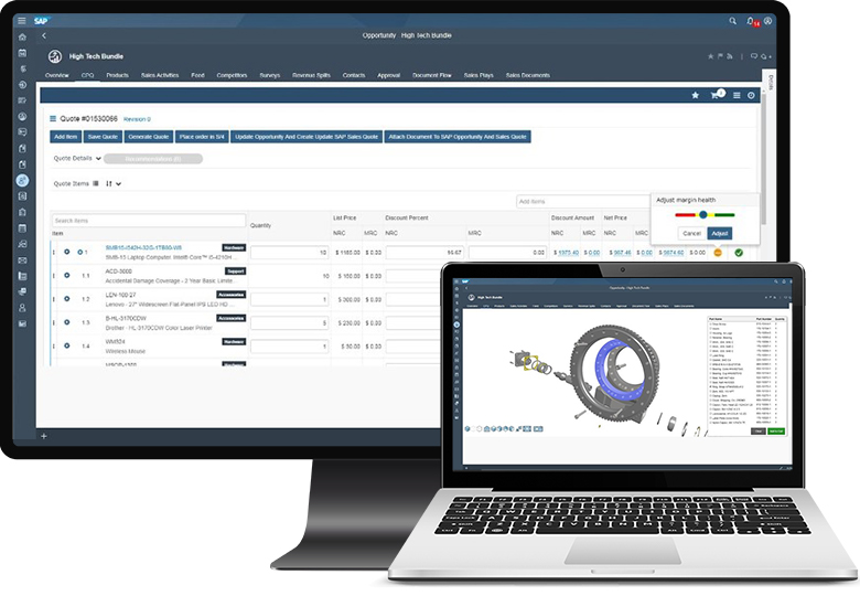 User interface of SAP CPQ, the cloud-based CRM solution